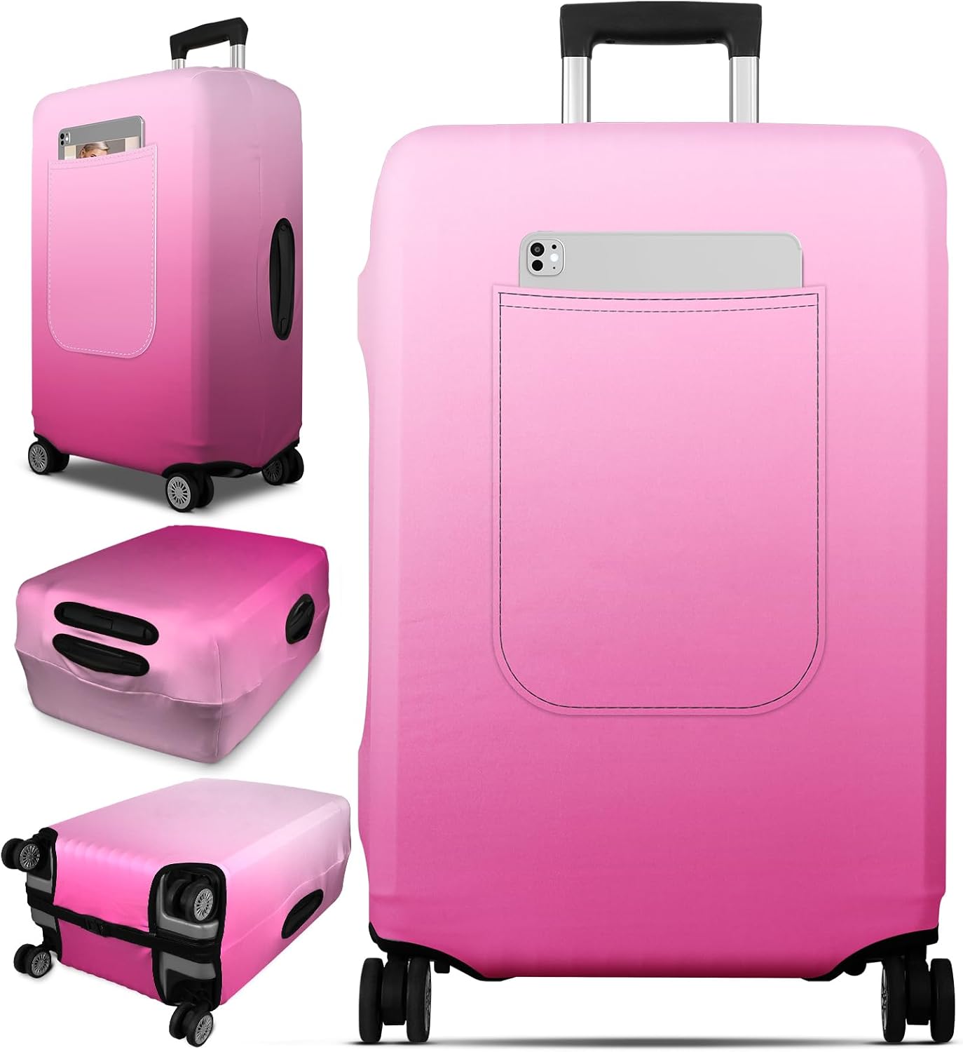 Slohif Luggage Cover for Suitcase Tsa Approved Protector - Luggage Sleeve Large Suit Case Cover Travel Stretch Baggage Case Protective Washable Fit 30-32 Inch Rose Gradient XL
