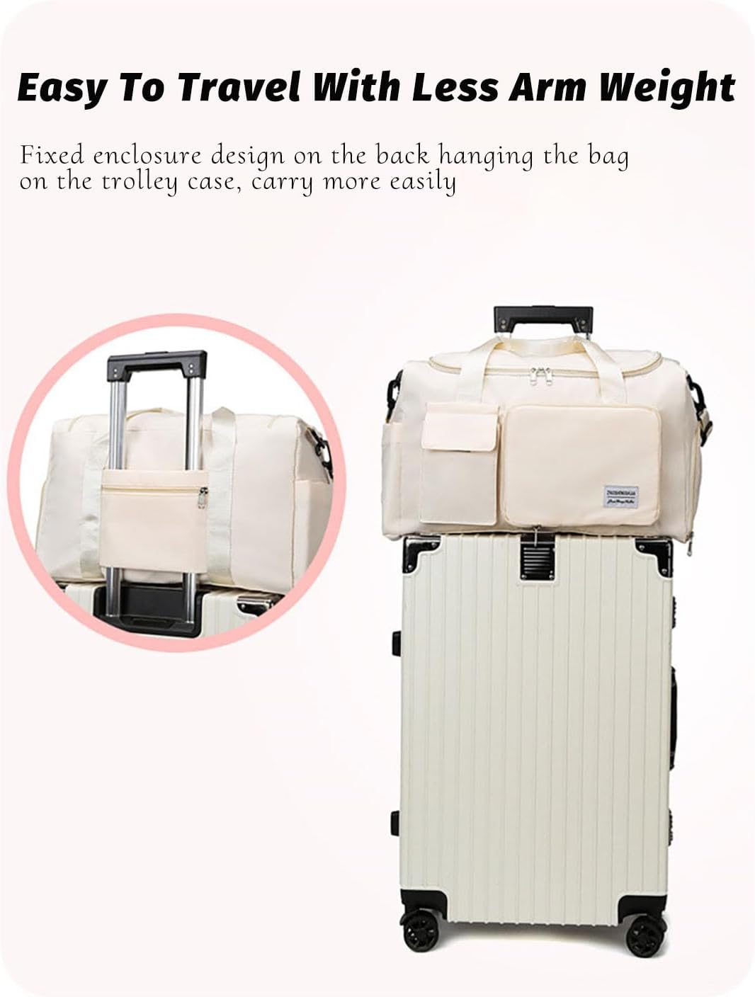 Multipurpose 20L Foldable Duffel Bag Gym Yoga Bag Carry-On Shopping Sack Travel Organizer Cabin Bag Sundry Package Wet&Dry Compartment (Gery)