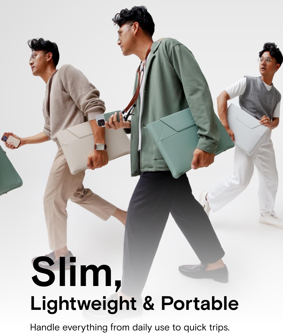 MOFT Laptop Carry Sleeve, 2-in-1 Laptop Bag & Stand for 14" MacBook Air/Pro & Dell/HP/Lenovo/Asus, Stylish Slim Computer Sleeve Bag with Expandable Storage for Computer Accessories, Soothing Mist