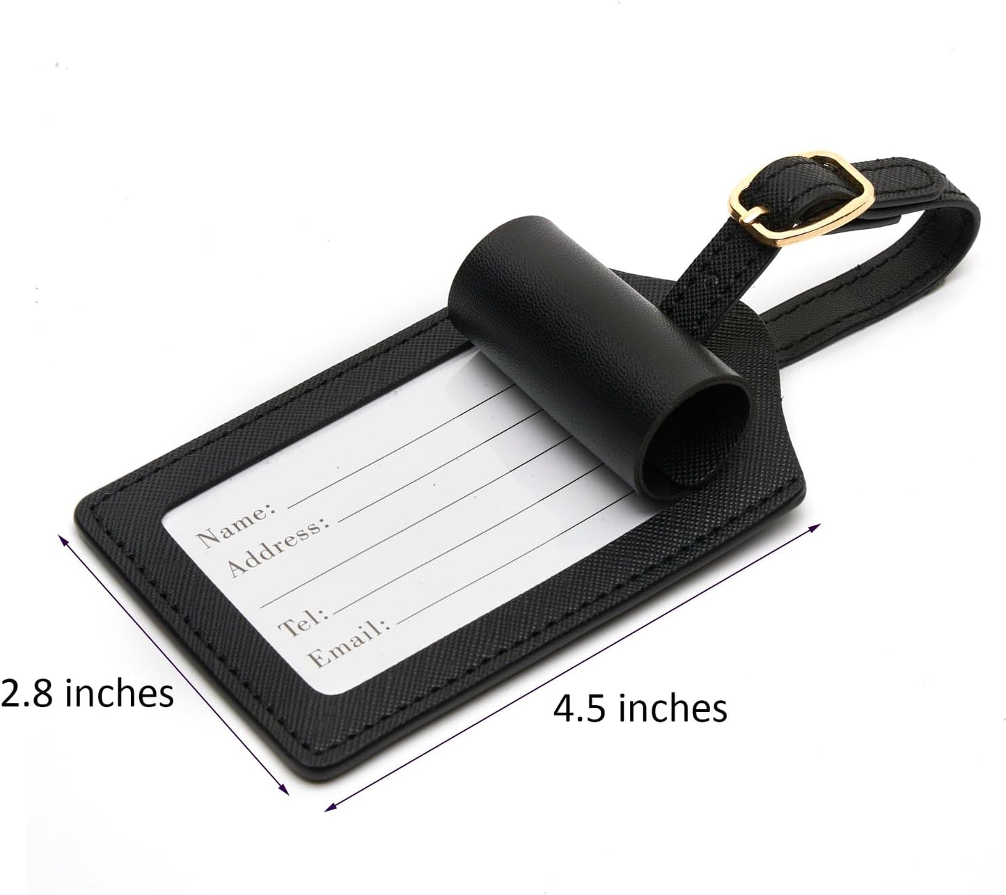 Luggage Tag PU Leather for Suitcase Baggage Handbag Travel Bag Label Suitcase Tag Label Tag w. Name Card & Privacy Cover (F)