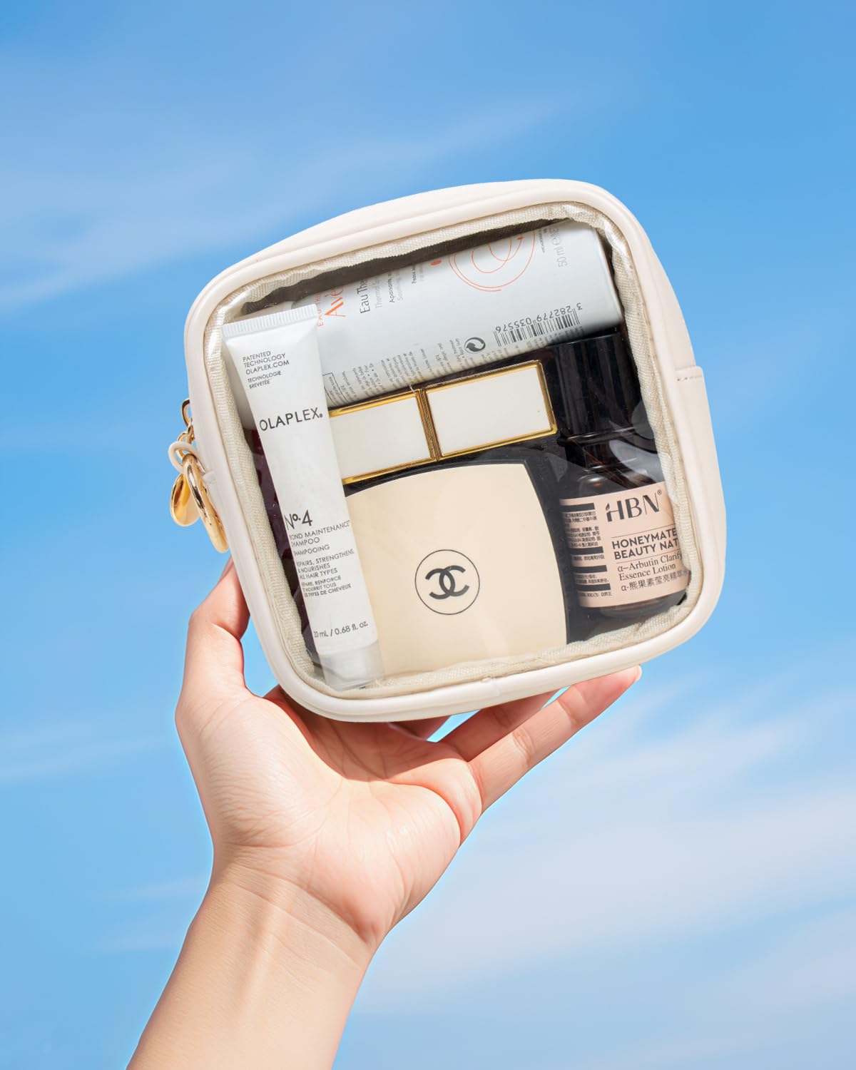 LETGO Small Makeup Bags for Purse-Mini Clear Toiletry Bag,Travel Size Toiletries Clear Cosmetic Bags Travel Essentials Car Makeup Bag Car Accessories for Women Men (Mini White)