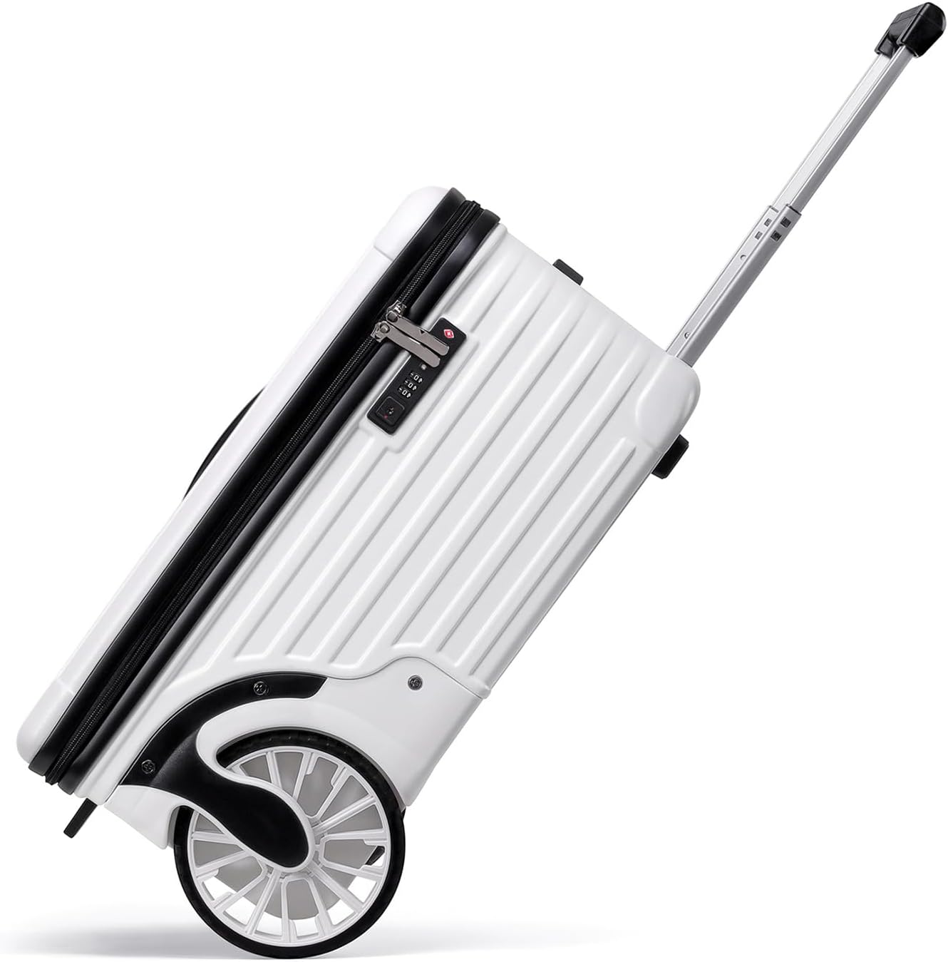 Extra Large Wheels Carry On Luggage Hard Shell Suitcase Top Opening Hardside Frame Travel Luggage with TSA Lock (White, 21-Inch)
