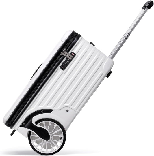 Extra Large Wheels Carry On Luggage Hard Shell Suitcase Top Opening Hardside Frame Travel Luggage with TSA Lock (White, 21-Inch)