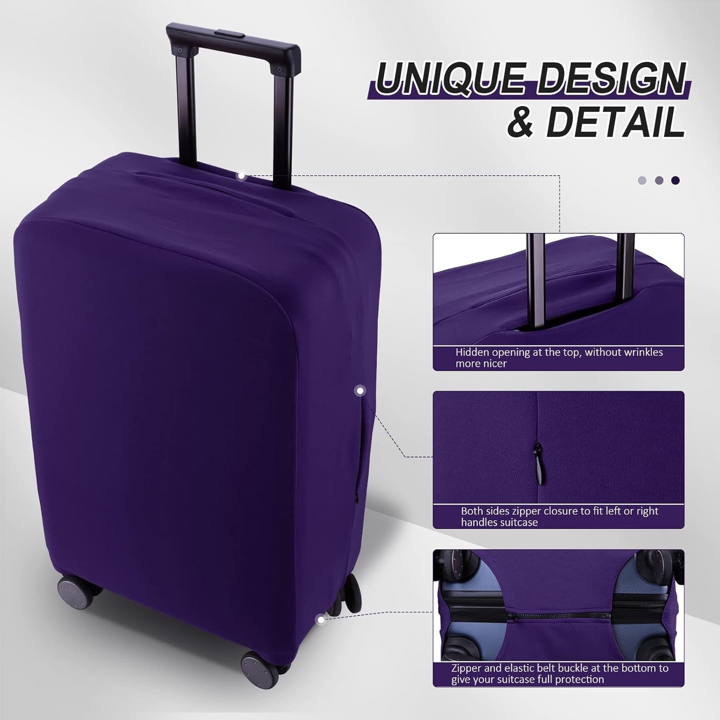 Travel Luggage Cover Suitcase Protector Scratch-Resistant Fit 19-31 Inch Suitcase, Not Included Suitcase (Purple, SX(22-23 inch))