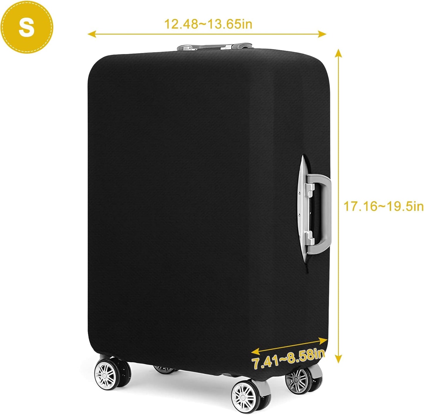 20 Inch PVC Luggage Protector Covers for TSA Approved Clear Suitcase Cover Protector Transparent Luggage Protective Cover Set (Black, Suitable for 19"-20")