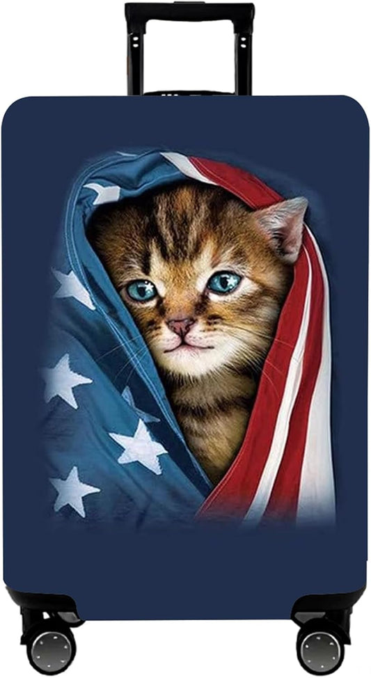 WUJIAONIAO Travel Luggage Cover Spandex Suitcase Protector Washable Baggage Covers (M (for 22-24 inch luggage), Cat A)