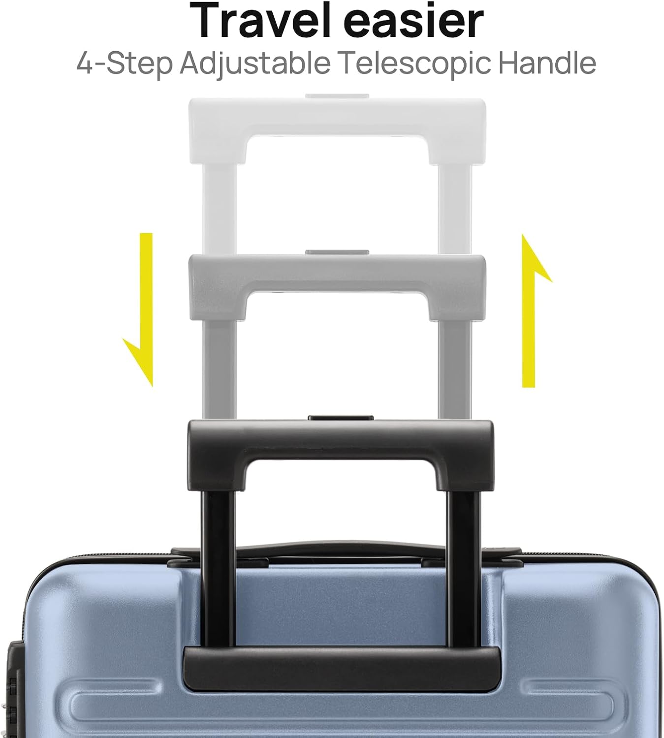 Carry on Luggage 22 X 14 X 9 Airline Approved, 20 Inch Luggage for 3-5 Days Travel, Double Spinner Wheels, 100% Hardshell PC, TSA Lock (09-Blue, Checked 24-Inch)