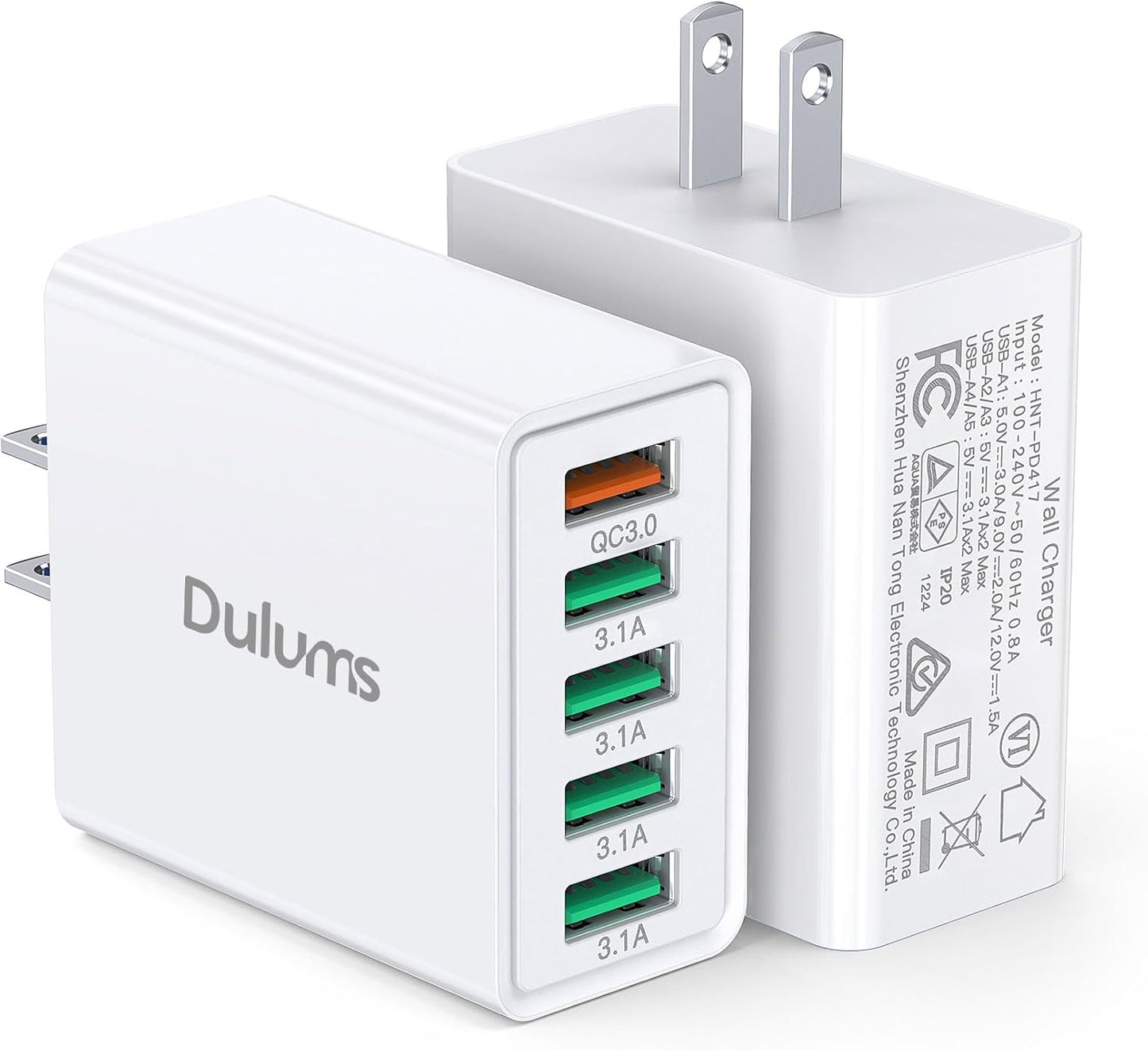 50W USB Wall Charger Block,2Pack 5-Port Charger Fast Charging Block QC 3.0 Multiport Box Brick Cube USB A Wall Plug for iPhone 16/15/14 Pro Max Plus, iPad,Galaxy, LG, Moto, Android Phones,AirPorts