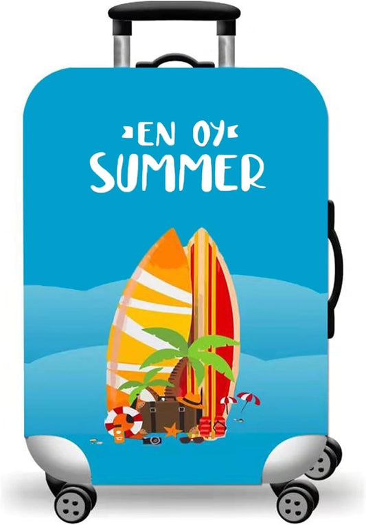 WUJIAONIAO Travel Luggage Cover Spandex Suitcase Protector Washable Baggage Covers (S (for 18-20 inch luggage), Beach surfing)