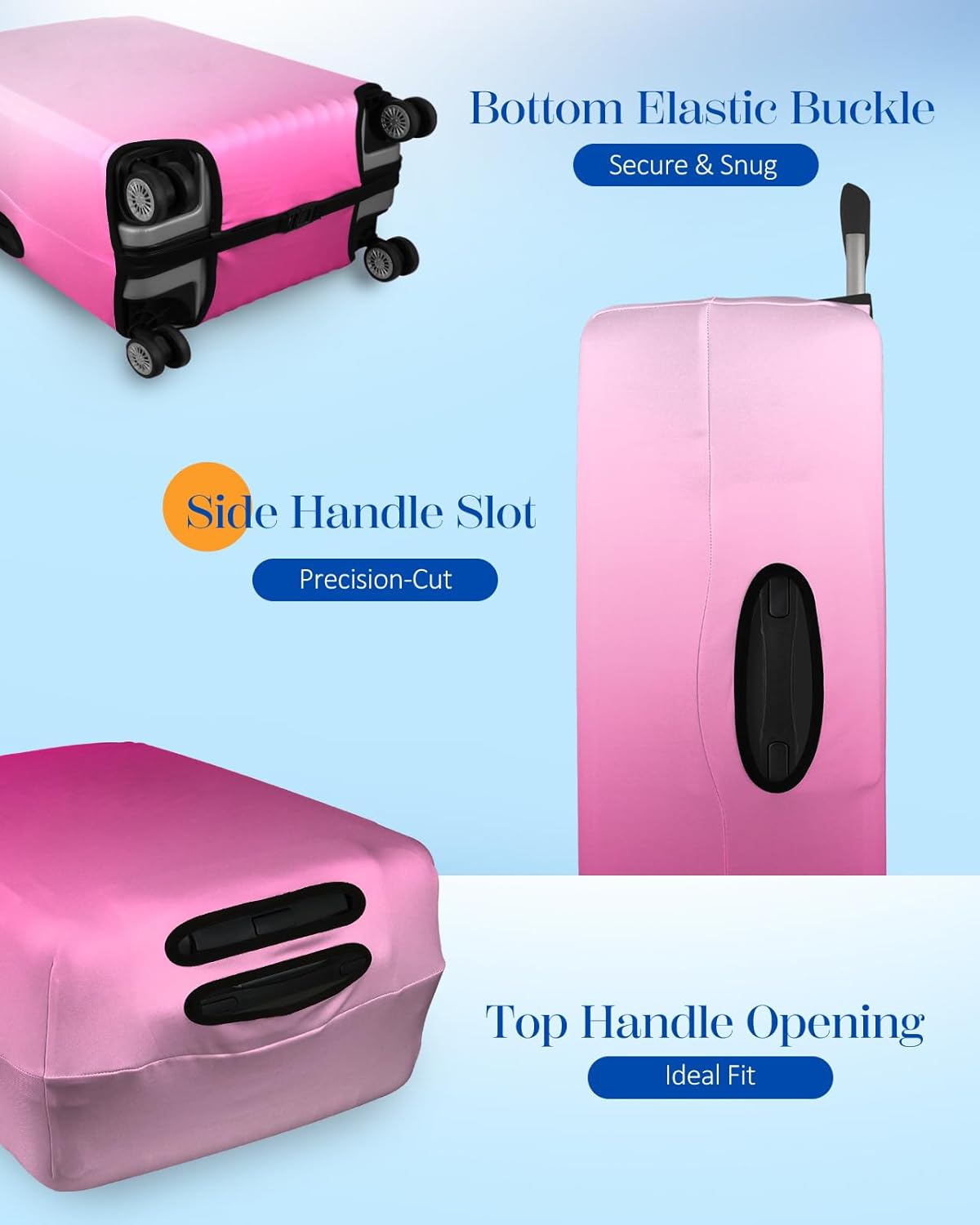 Slohif Luggage Cover for Suitcase Tsa Approved Protector - Luggage Sleeve Large Suit Case Cover Travel Stretch Baggage Case Protective Washable Fit 22-24 Inch Rose Gradient S