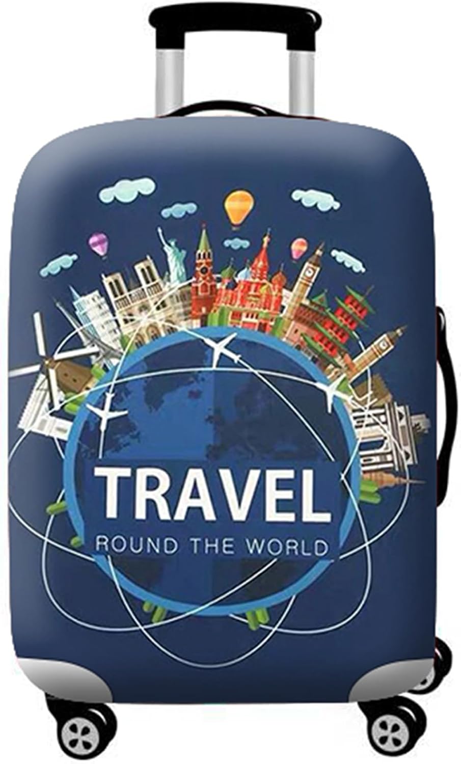 WUJIAONIAO Travel Luggage Cover Spandex Suitcase Protector Washable Baggage Covers (S (for 18-20 inch luggage), TRAVEL)