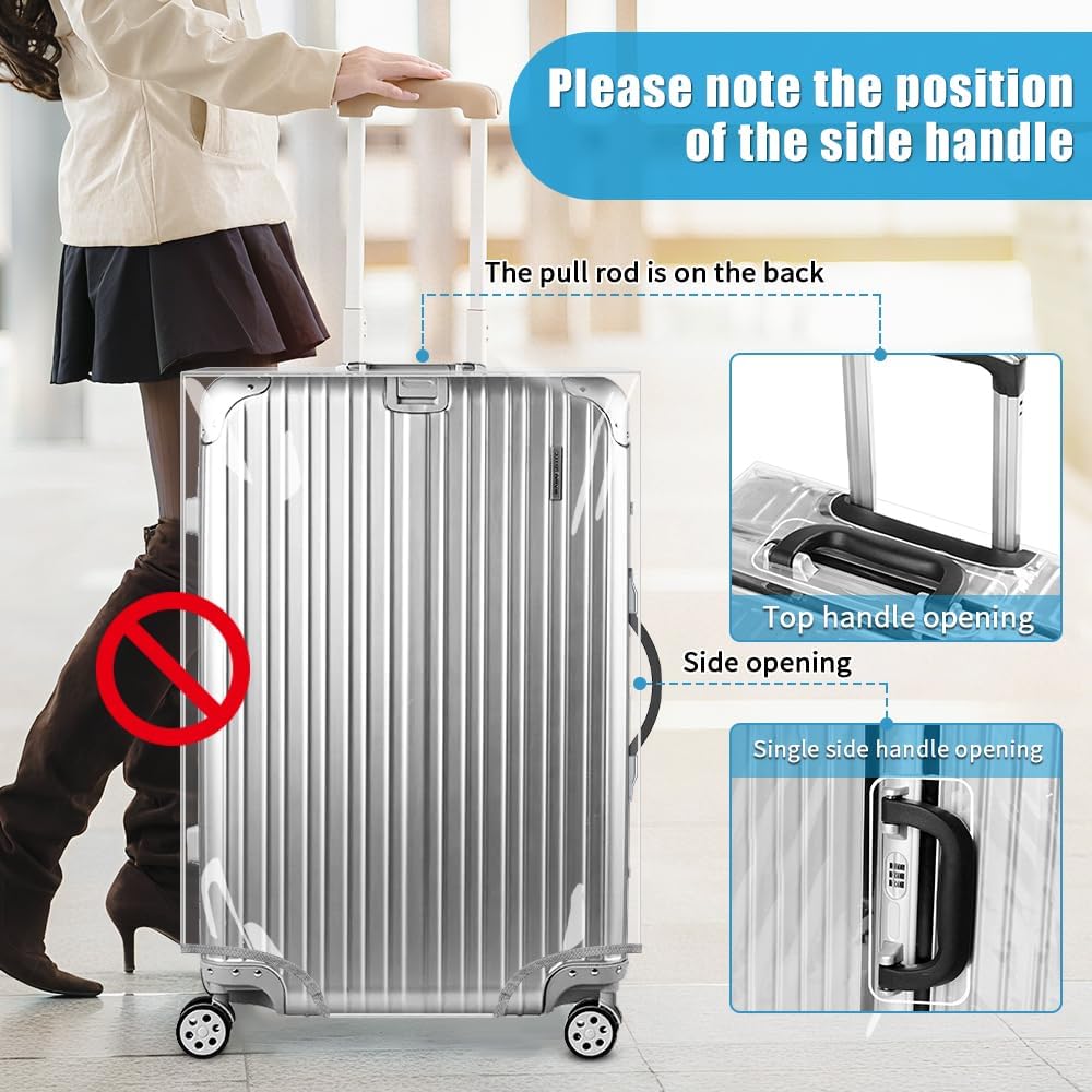 Yotako Clear PVC Suitcase Cover Tough Protector, 30 Inch Luggage Covers for Wheeled Suitcase 30"