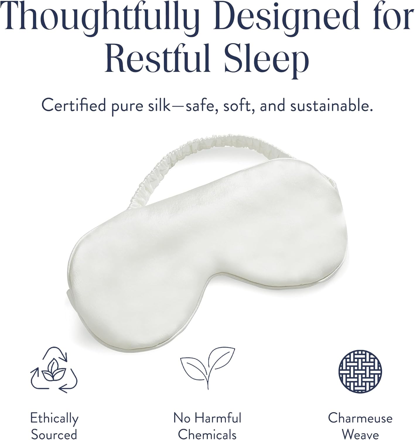 Brooklinen Silk Eye Mask for Sleeping – Ivory, 100% Mulberry Silk Sleep Mask with Soft Elastic Strap, Machine Washable, Breathable & Cool-to-The-Touch – Ideal for Sleeping & Traveling