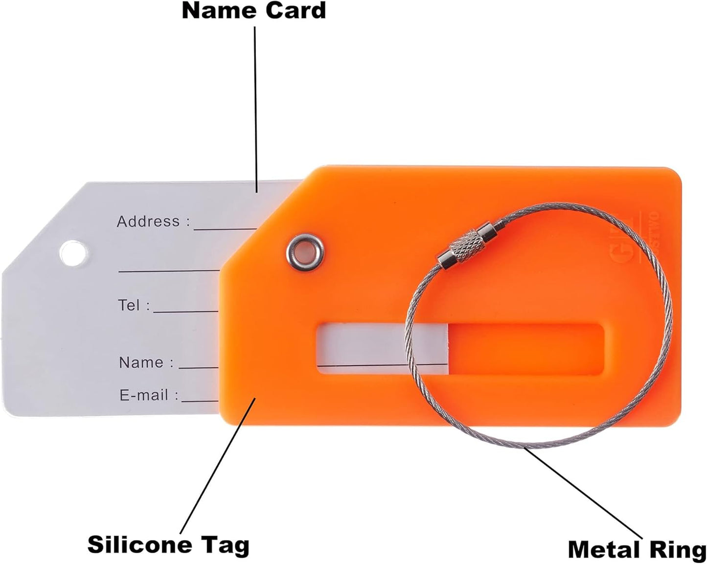 8 Pcs Luggage Tags for Suitcases, 26 Initial Letter Travel Luggage Baggage Identification Labels ID Tags Fully Bendable Tags with Stainless Steel Loop (Letter M, Colorful)