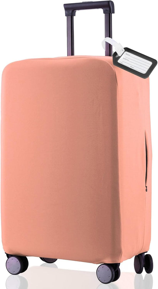 Travel Luggage Cover Suitcase Protector Scratch-Resistant Fit 19-31 Inch Suitcase, Not Included Suitcase (Pink, 3XL(32-33inch))