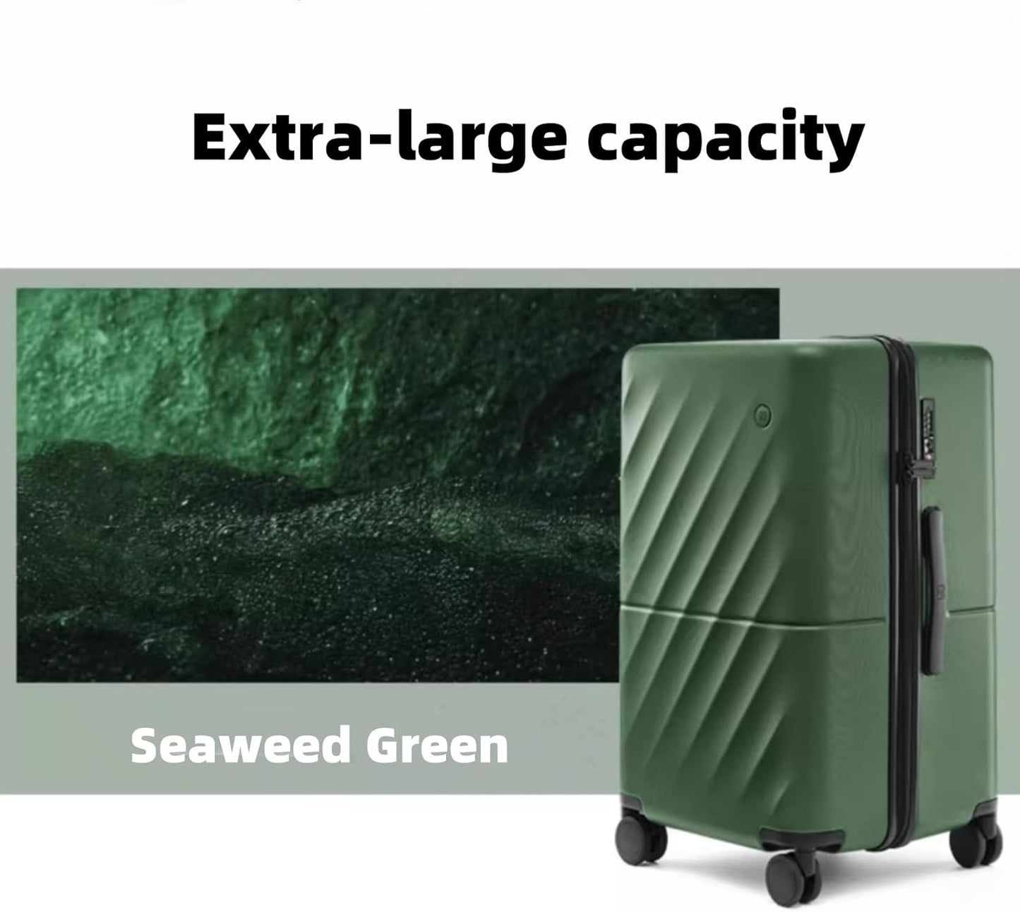 Trunk Luggage 26 Inch, Medium Checked Luggage with Double Spinner Wheels, Anti-Burst Zipper, Hard Case PC Suitcase, Lightweight Travel Luggage, TSA Approved (Seaweed Green, Hudson)