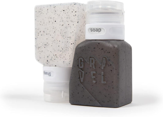 Gravel Travel Bottles 3oz (2-Pack) – Leakproof, BPA-Free, TSA Approved with Label System (Clear & Gray)