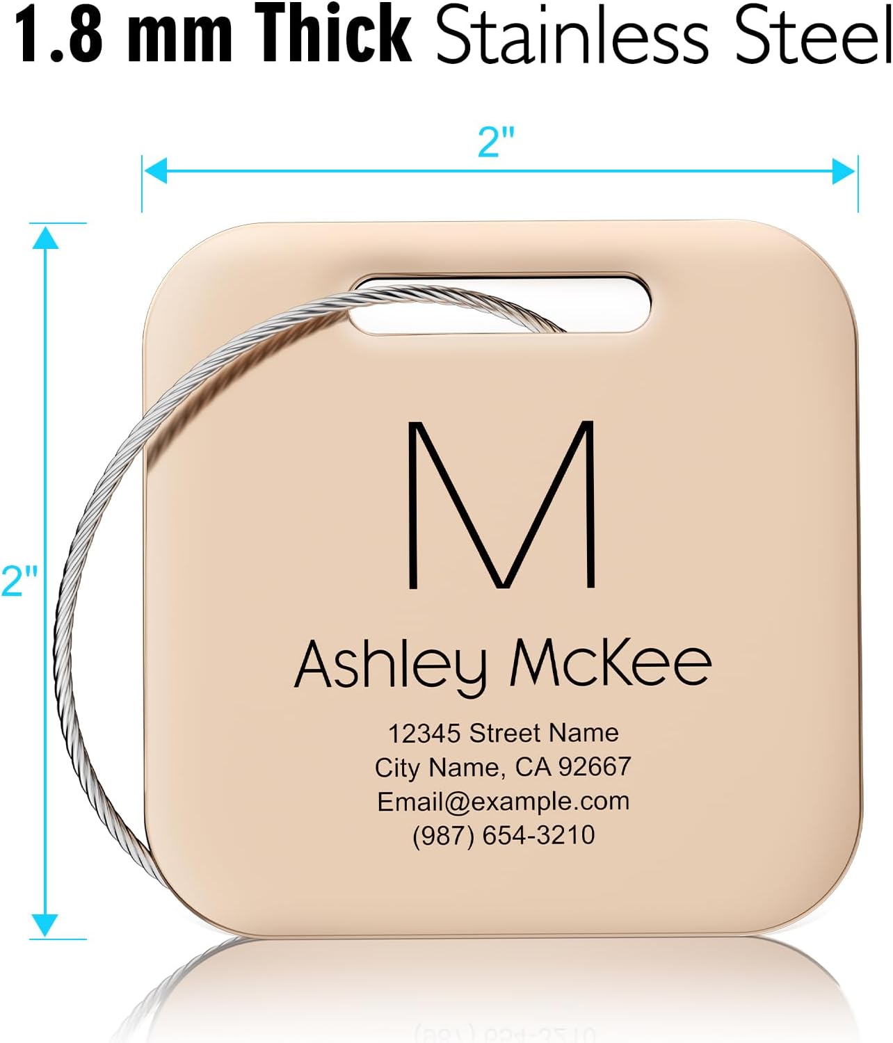 Luggage Tags for Suitcase - Personalized Engraved Stainless Steel Rainbows Tag for Cruise Travel - Custom Name Tags Suitable for Bags and Backpacks