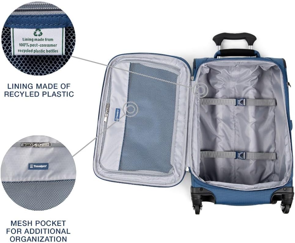 Travelpro Maxlite 5 Softside Expandable Carry on Luggage with 4 Spinner Wheels, Lightweight Suitcase, Men and Women, Ensign Blue, Carry On 21-Inch