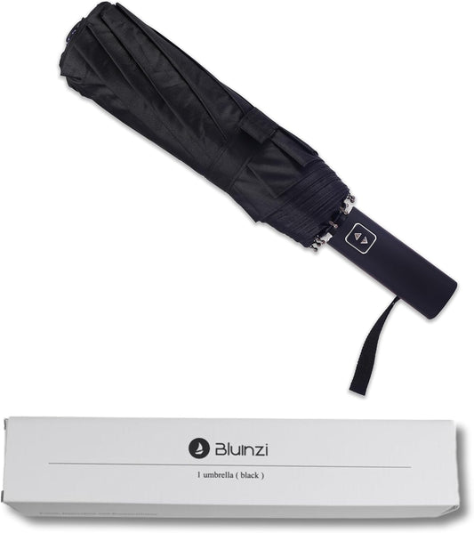 Double 10-Rib 46 Inch Compact Travel Umbrella for Rain - Sturdy Portable Windproof Umbrella - Small Automatic Folding Umbrella