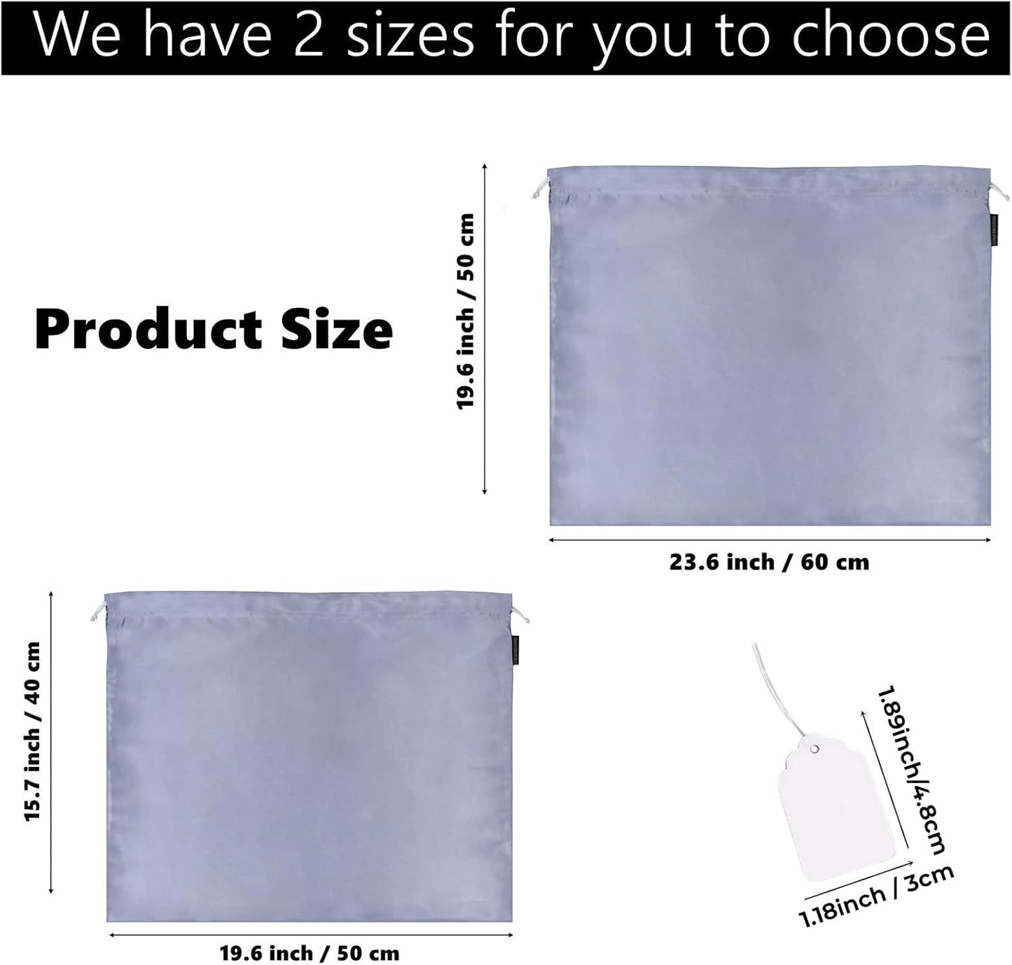 6 Pack Dust Bags for Handbags Silk Dust Cover Bag for Handbags Purses Shoes Boots, Silk Dustproof Drawstring Bag Travel Storage Pouch (Gray, 23.6 × 19.6 in)