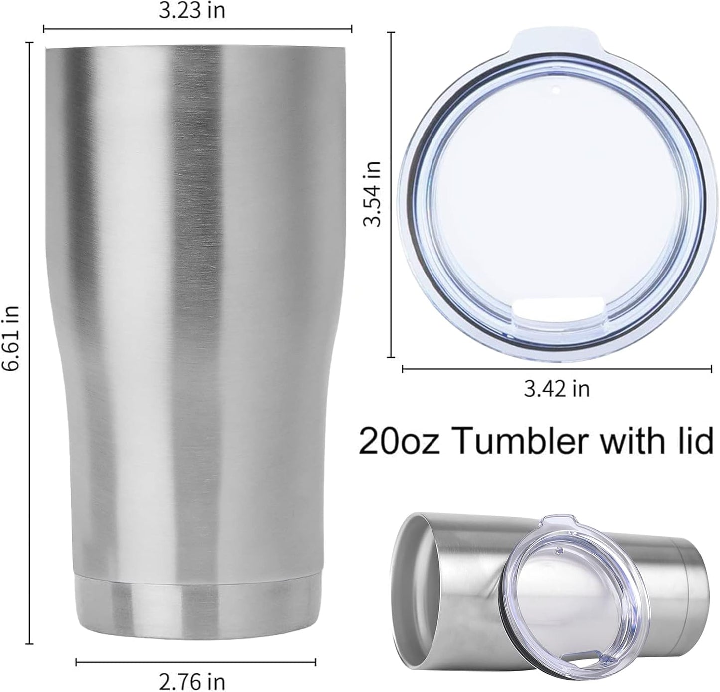 DOMICARE 20oz Tumbler with Lid Stainless Steel Tumblers Bulk, Double Wall Vacuum Insulated Coffee Travel Mug, 8 Pack Stainless Steel