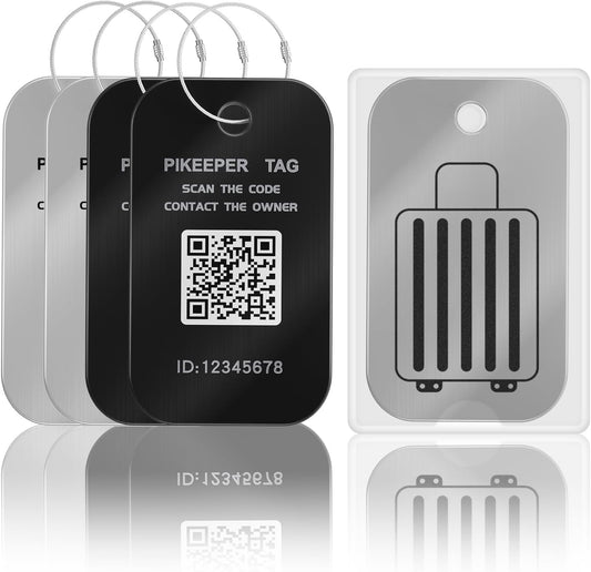 Smart Luggage Tags for Suitcase 4-Pack (2S2B) - Waterproof QR Code ID Labels, Show Scanner’s Location on Scan, Customizable & Durable Travel Tags for Backpack, Securely Hide Personal Info