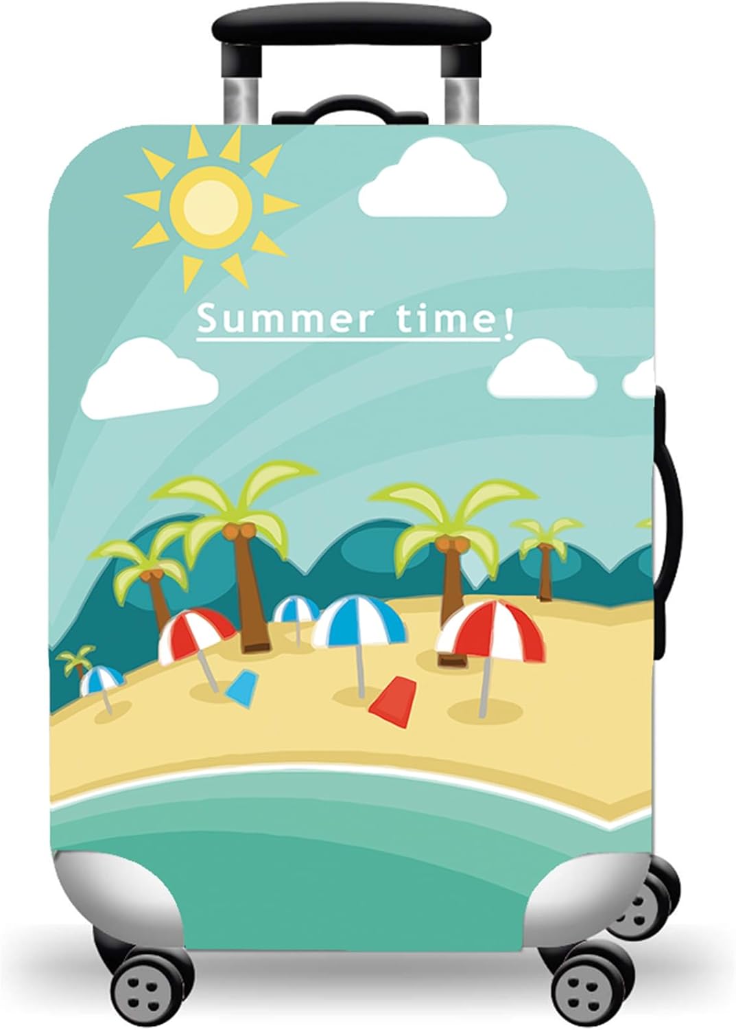 WUJIAONIAO Travel Luggage Cover Baggage Suitcase Protector Fit for 18-32 Inch Luggage (M (for 22-24 inch luggage), Beach)