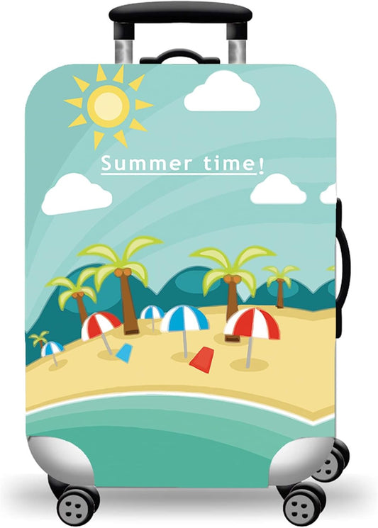 WUJIAONIAO Travel Luggage Cover Baggage Suitcase Protector Fit for 18-32 Inch Luggage (M (for 22-24 inch luggage), Beach)