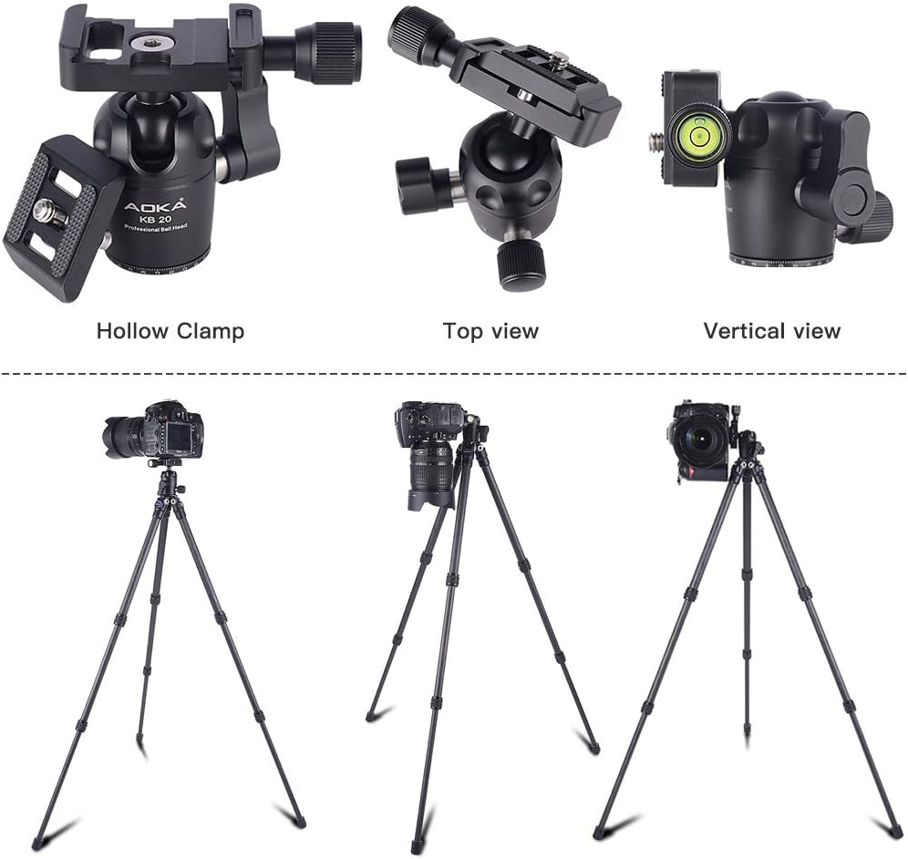 AOKA 28in/1.1lb Mini Portable Carbon Fiber Tripod, Lightweight Compact Travel Tabletop Tripod Stand for Phone，Camera，Camcorder，Projector，Webcam, with Metal Phone Mount & Center Column