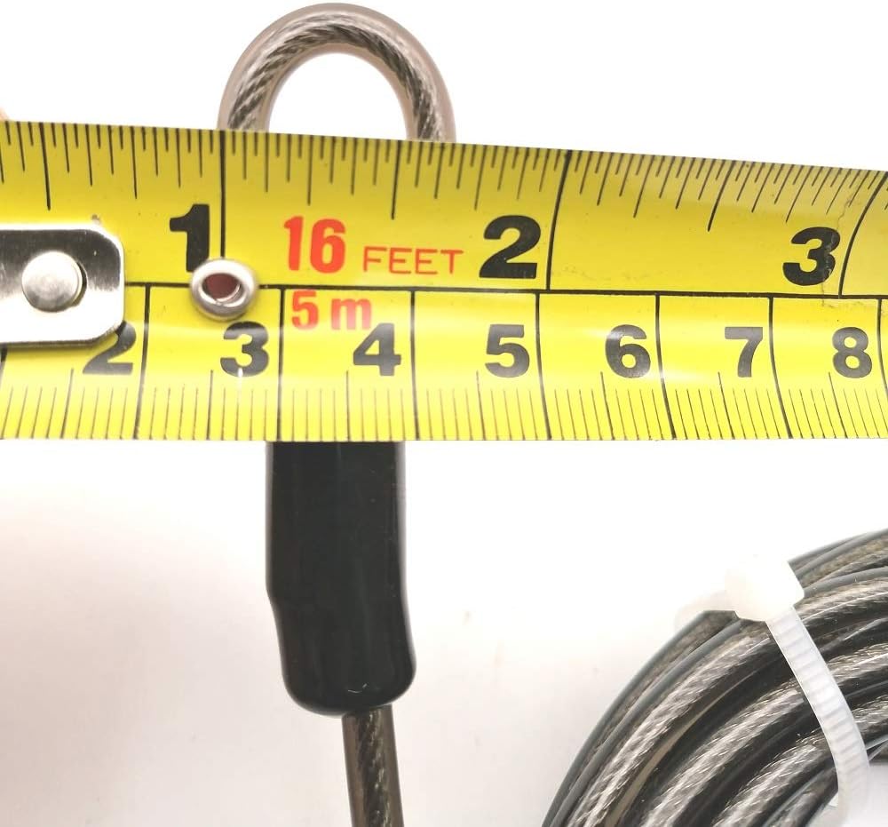 4mm Thick（5/32"） 7FT,15FT,30FT Braided Steel Coated Security Thin Cable Anti-Lost Steel Cable Luggage Lock Safety Cable Wire Double Loop (15FT)