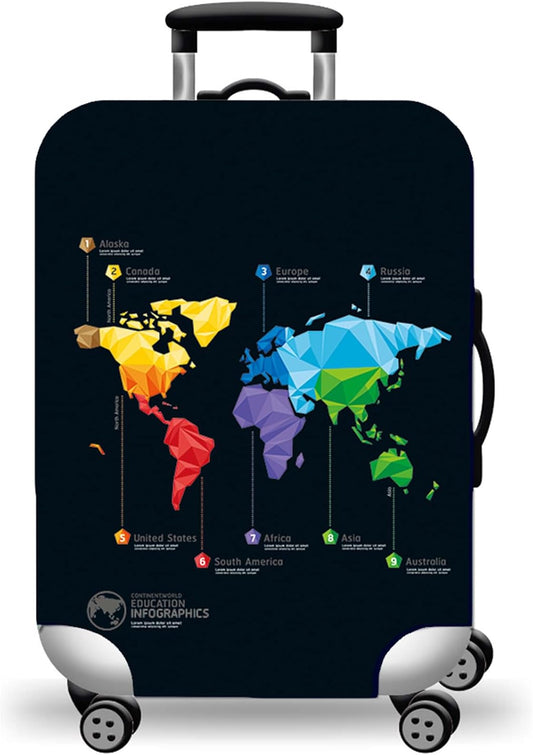 WUJIAONIAO Travel Luggage Cover Baggage Suitcase Protector Fit for 18-32 Inch Luggage (M (for 22-24 inch luggage), map)