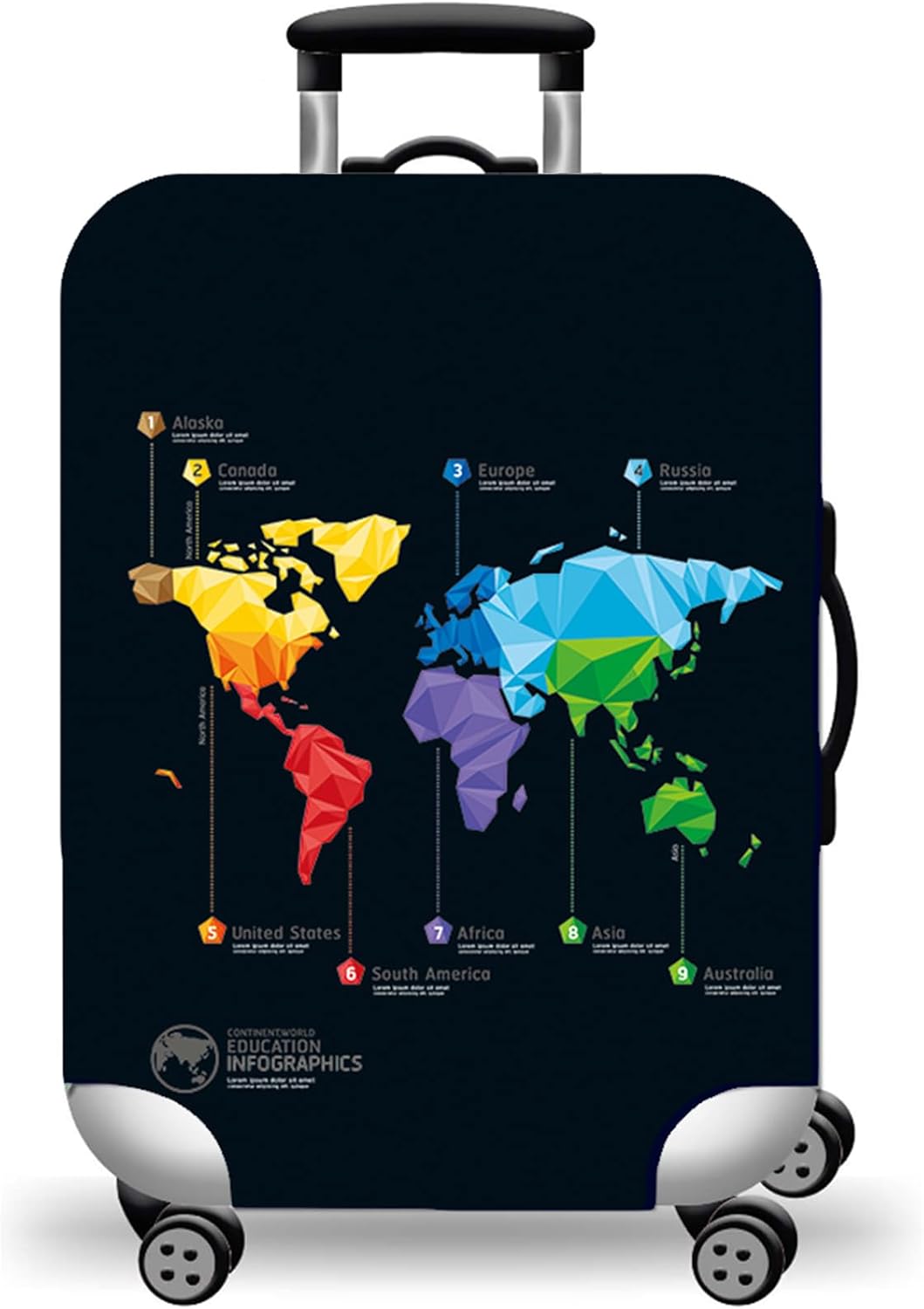 WUJIAONIAO Travel Luggage Cover Baggage Suitcase Protector Fit for 18-32 Inch Luggage (L (for 25-28 inch luggage), map)