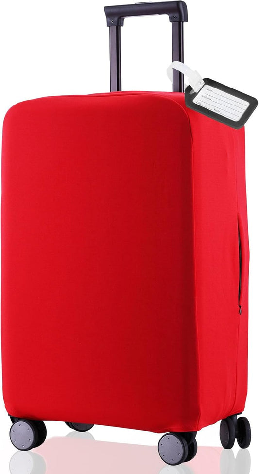 Travel Luggage Cover Suitcase Protector Scratch-Resistant Fit 19-31 Inch Suitcase, Not Included Suitcase (Red, 3XL(32-33inch))