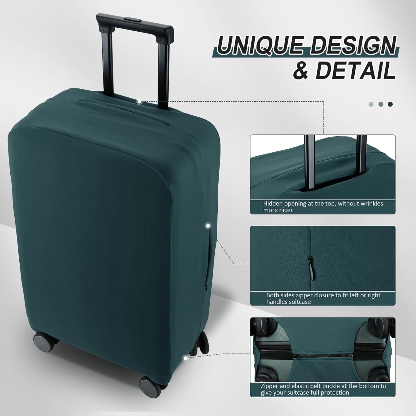 Travel Luggage Cover Suitcase Protector Scratch-Resistant Fit 19-31 Inch Suitcase, Not Included Suitcase (Avocado Green, 3XL(32-33inch))