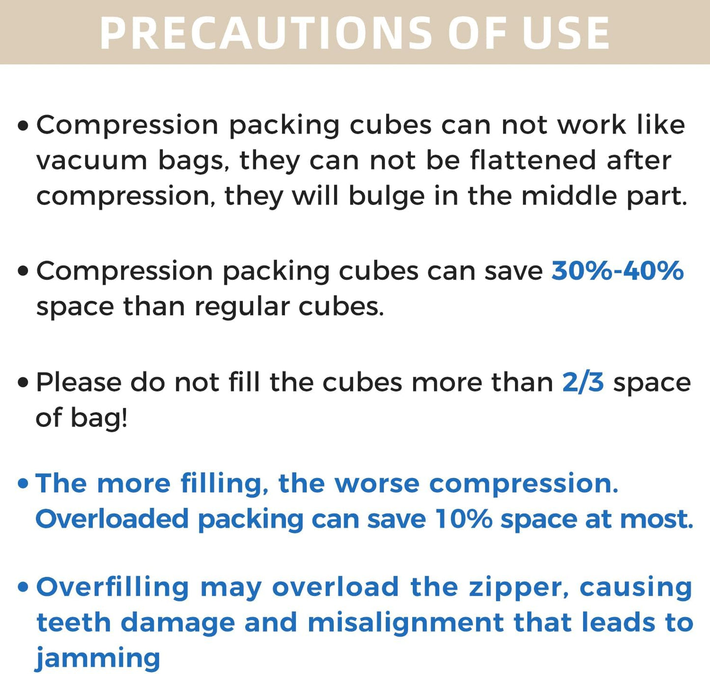 BAGAIL 4 Set/6 Set/8 Set Compression Packing Cubes Travel Accessories Expandable Packing Organizers (Half Mesh, 6-Beige)