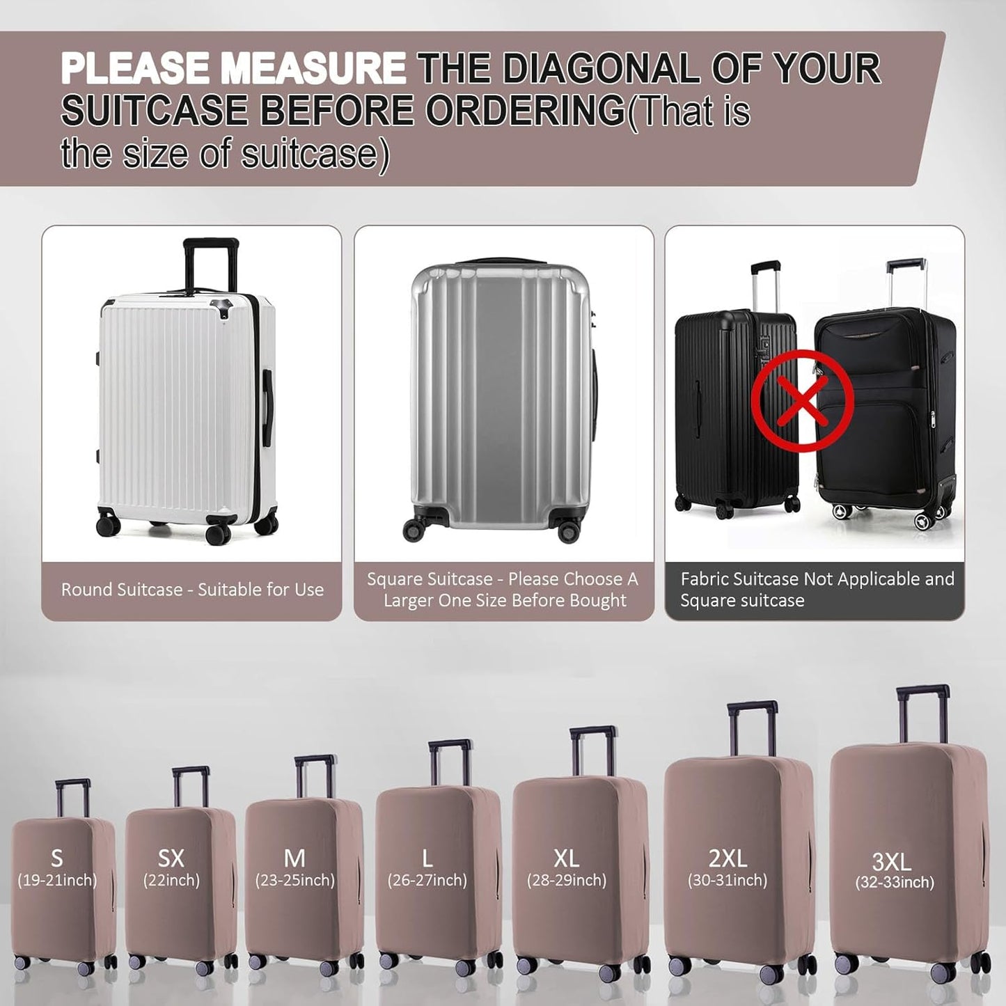 Travel Luggage Cover - Scratch-Resistant Fit 19-31 Inch Suitcase Protector, Khaki, SX(22-23 inch)