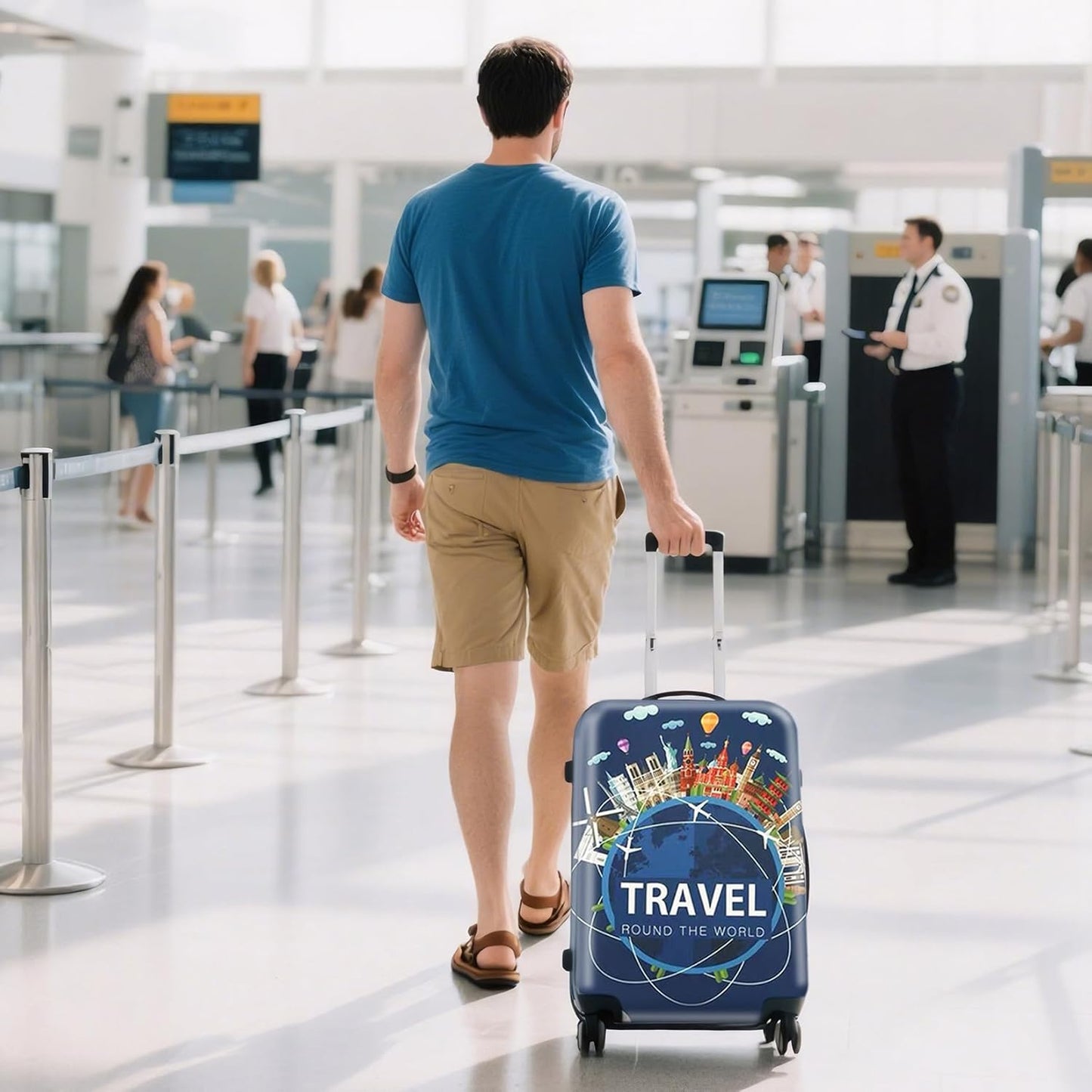 WUJIAONIAO Travel Luggage Cover Spandex Suitcase Protector Washable Baggage Covers (M (for 22-24 inch luggage), TRAVEL)
