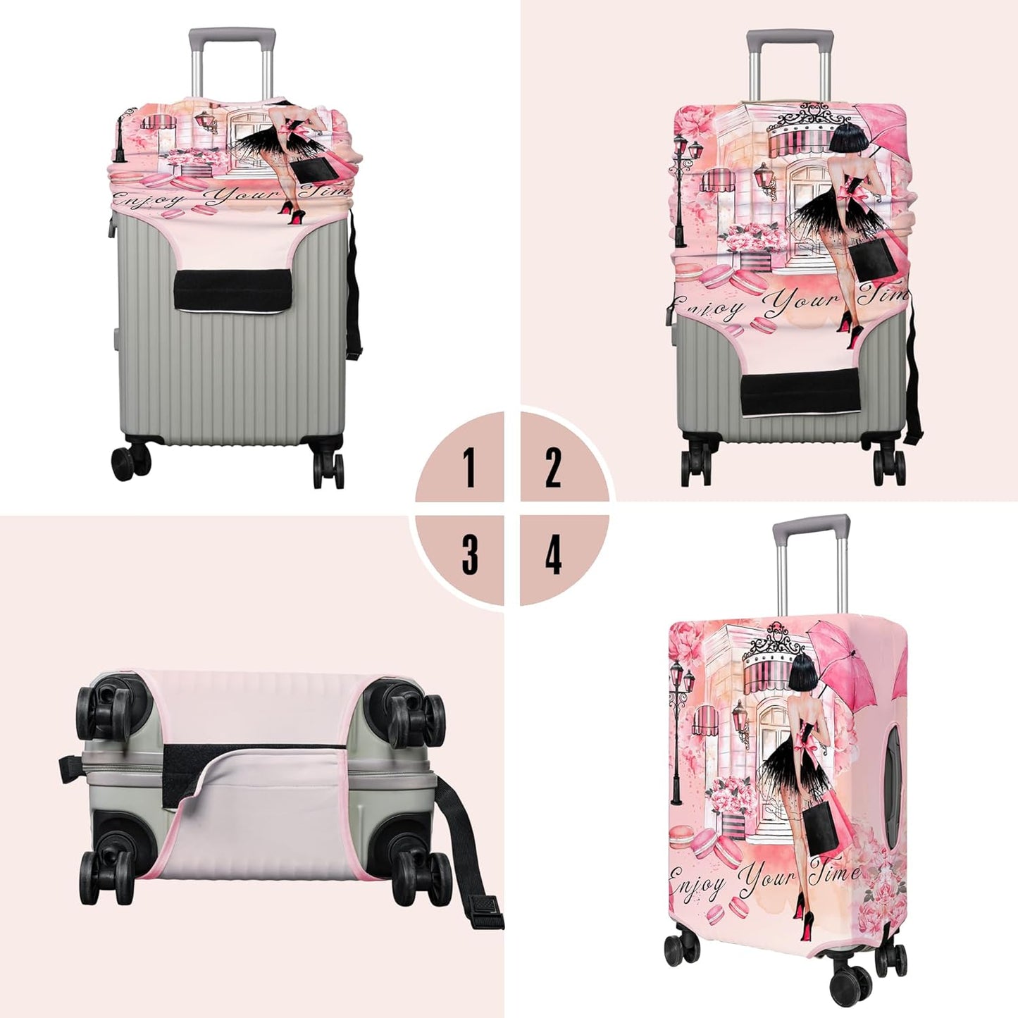 Travel Luggage Cover Suitcase Protector Fits 18-32 Inch Wheel Covers PatternedTravel Related Items Flower Luggage Protector Elastic S