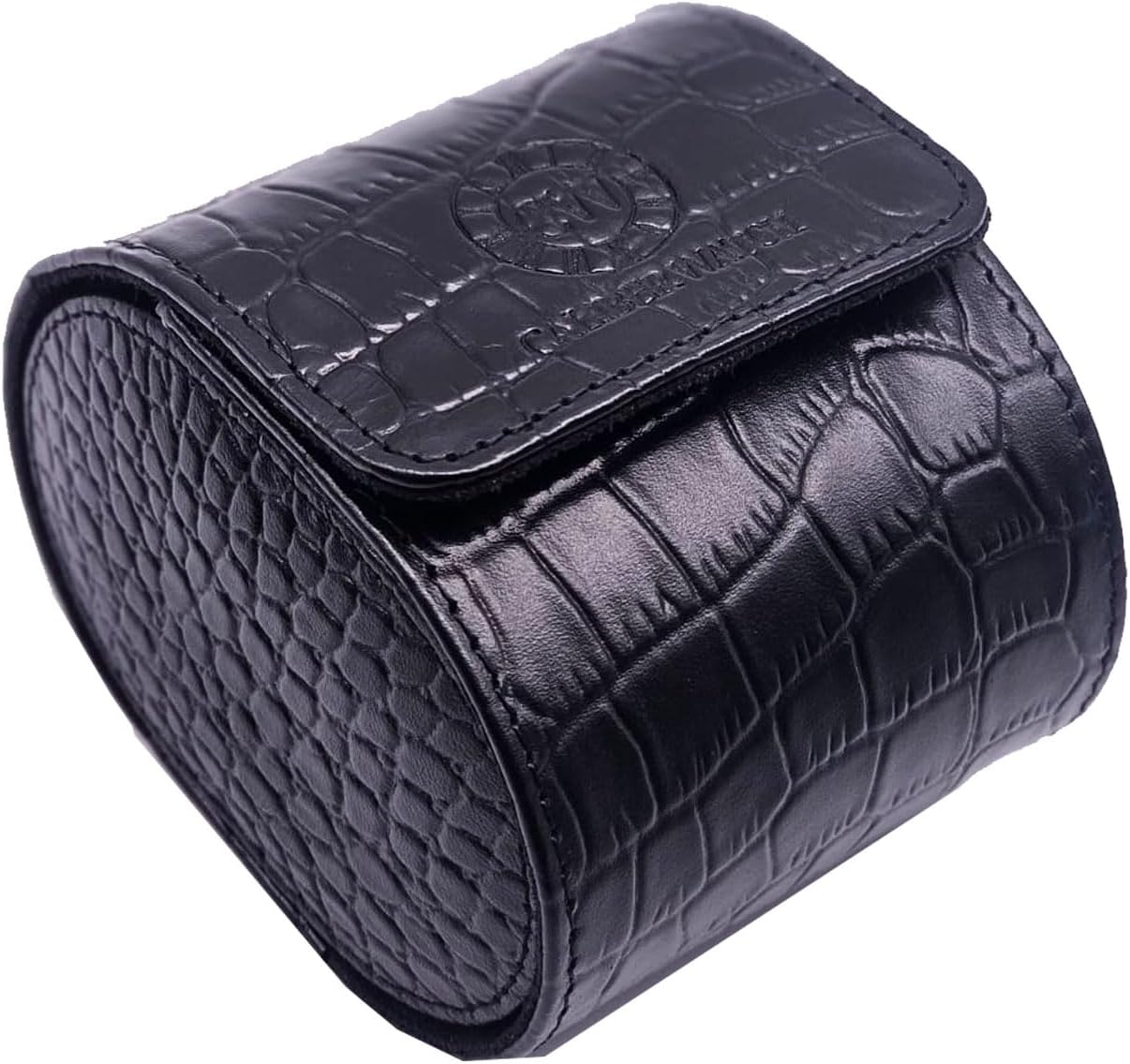 Genuine Napa Leather Watch Roll Travel Case for 3 Watches - Travel Watch Rolls and Leather Watch Display Cases with Velvet Interior - Watch Storage Organizer Men's (Blac - Single)