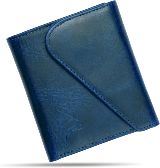 Leather RFID Wallet for Men, Slim Leather Mens Wallet, Handcraft Men's Wallets, Card Cases & Money Organizers, Magnetic Closure Sleek RFID Blocking Thin Mens Wallets with 9-12 Card Slots & Gift Box