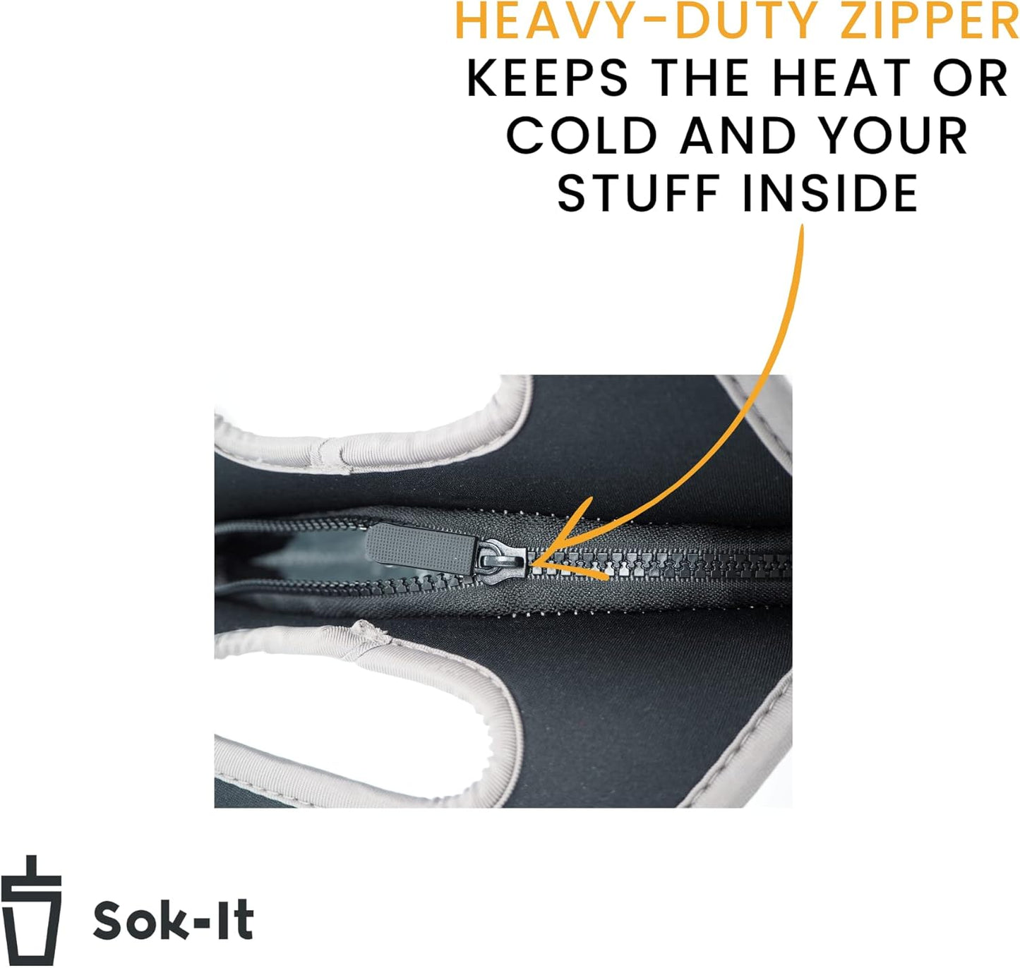 Sok It LunchTote Zippered Bag Insulated Neoprene Caddy (Cherry Picked, X-Large 6.5 Quart Lunch Tote)