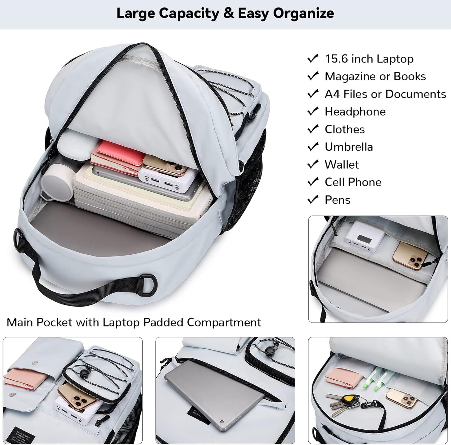 Lohol Casual Backpack for Teen Boys Girls, Stylish Daypack with Anti Theft Pocket for School, Work, or Travel (Light Green)
