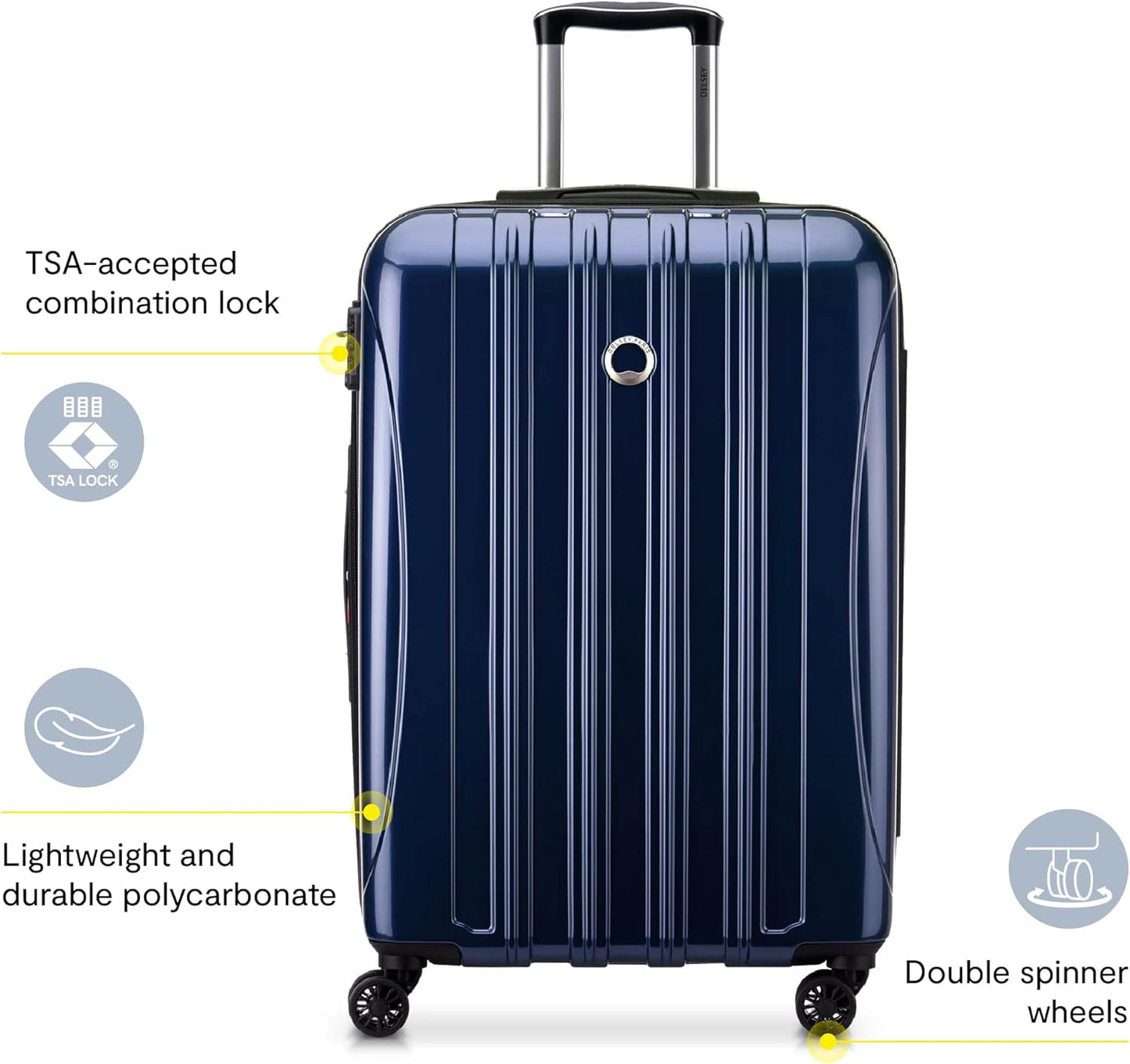 DELSEY PARIS Helium Aero Hardside Expandable Luggage with Spinner Wheels, Blue Cobalt, Checked-Large 28 Inch
