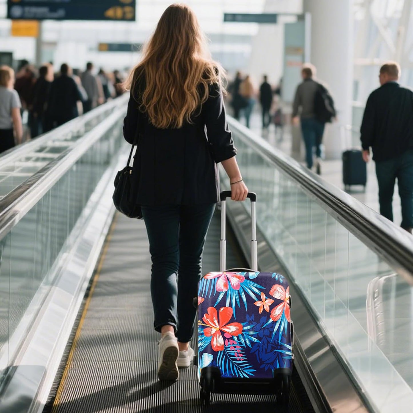WUJIAONIAO Travel Luggage Cover Baggage Suitcase Protector Fit for 18-32 Inch Luggage (S (for 18-20 inch luggage), Flower)