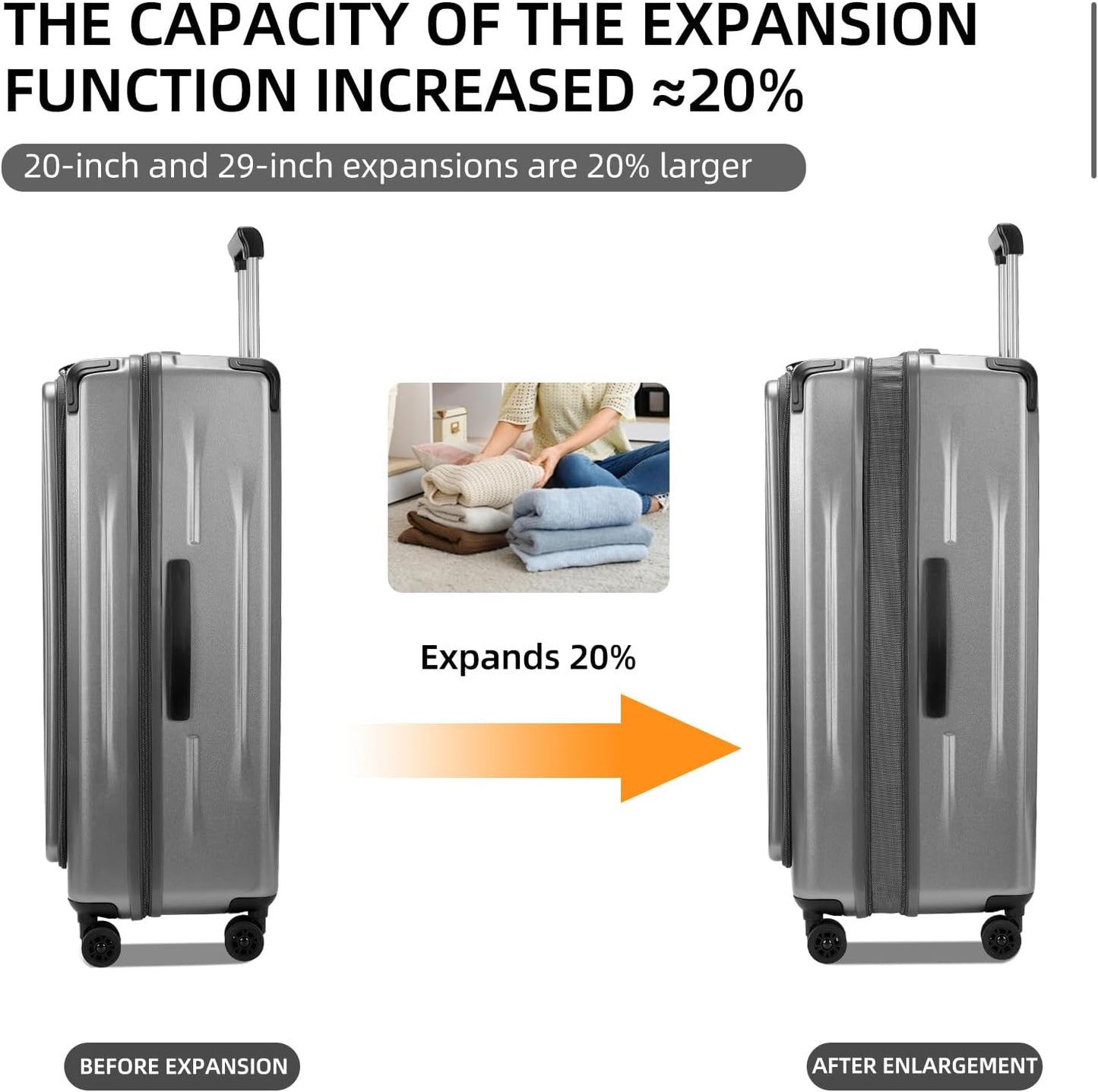 Premium Carry On Luggage, 29 Inch Top Opening Aluminum Frame Airline Approved ABS+PC Hard Shell Suitcases with Silent Wheels, TSA Lock, Front Pocket & Wet-dry Separated Six-piece set