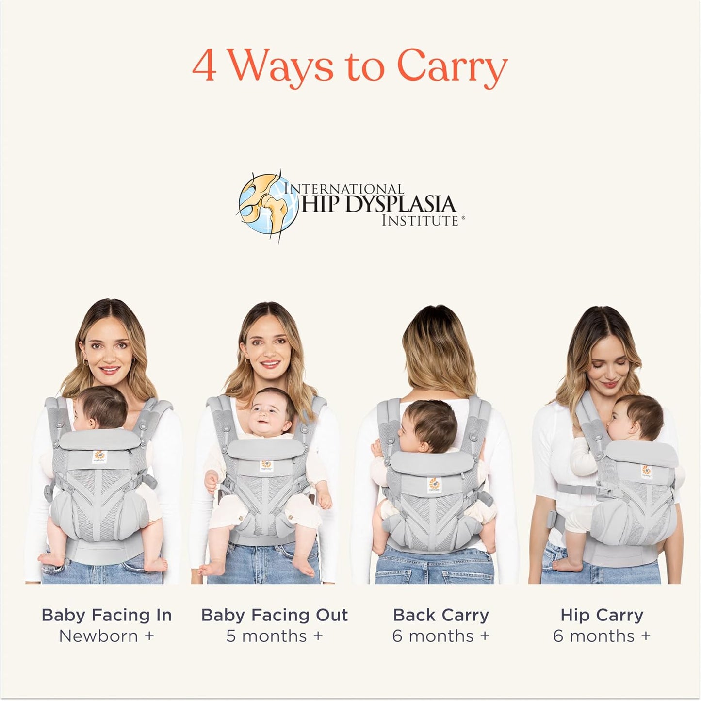 Ergobaby Omni Classic Baby Carrier Newborn to Toddler - Breathable Baby Carriers for Summer - All-Position Carrier with Lumbar Support (7-45 Pounds), Mesh, Soft Olive Diamond