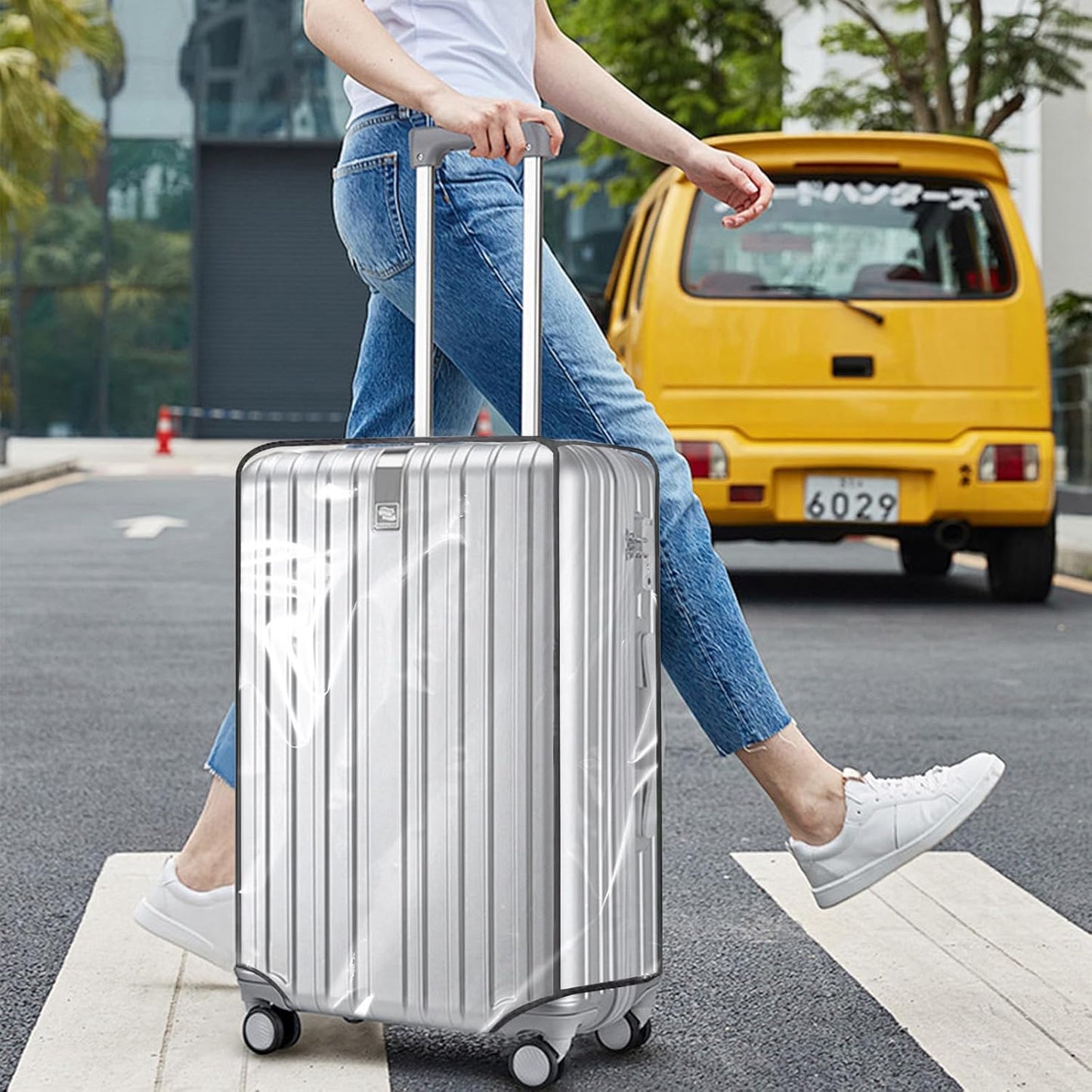 Clear PVC Luggage Cover, Waterproof Dustproof Anti-Scratch Suitcase Protector, Fits Wheeled Suitcases 18" 22" 24" 26" 28" 30" - Thicken Baggage Cover Case（18"）