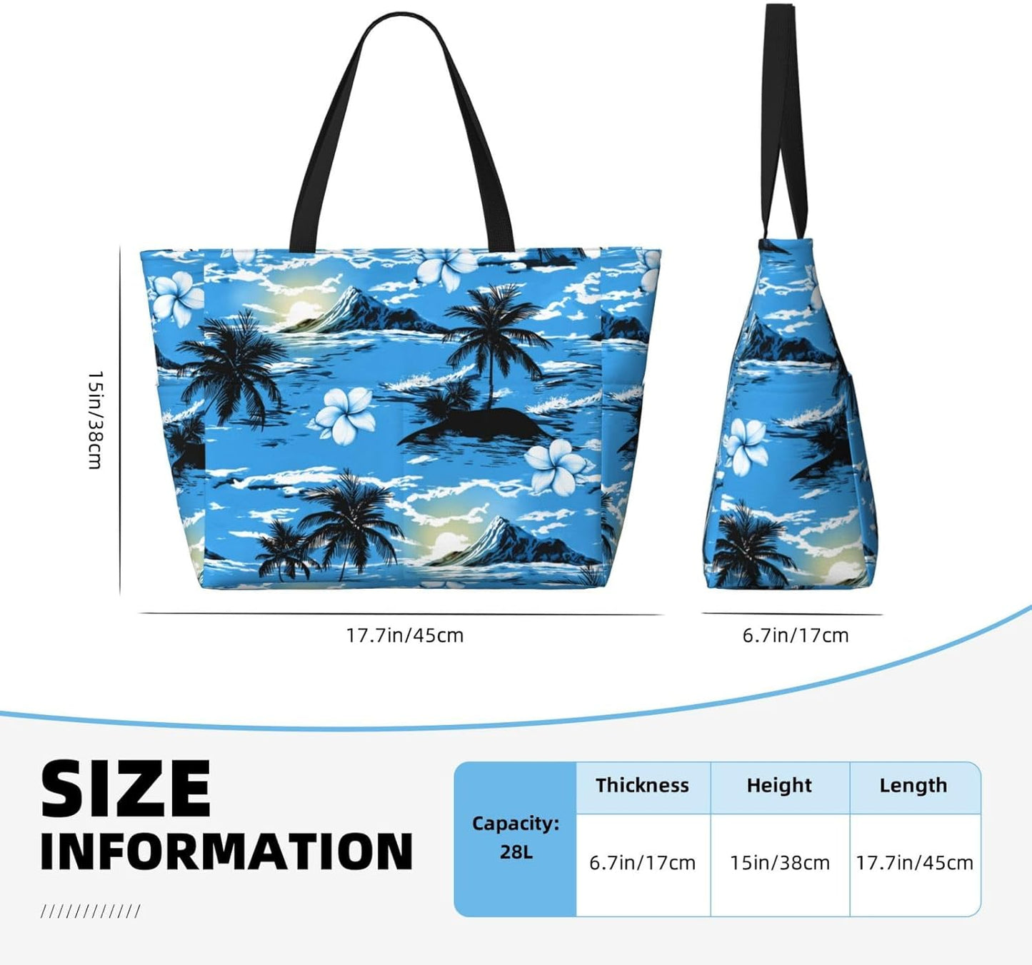 Beach Bag for Women Beach Tote Bag Waterproof Sandproof Large Bags with Zipper Big Capacity for Vacation Travel