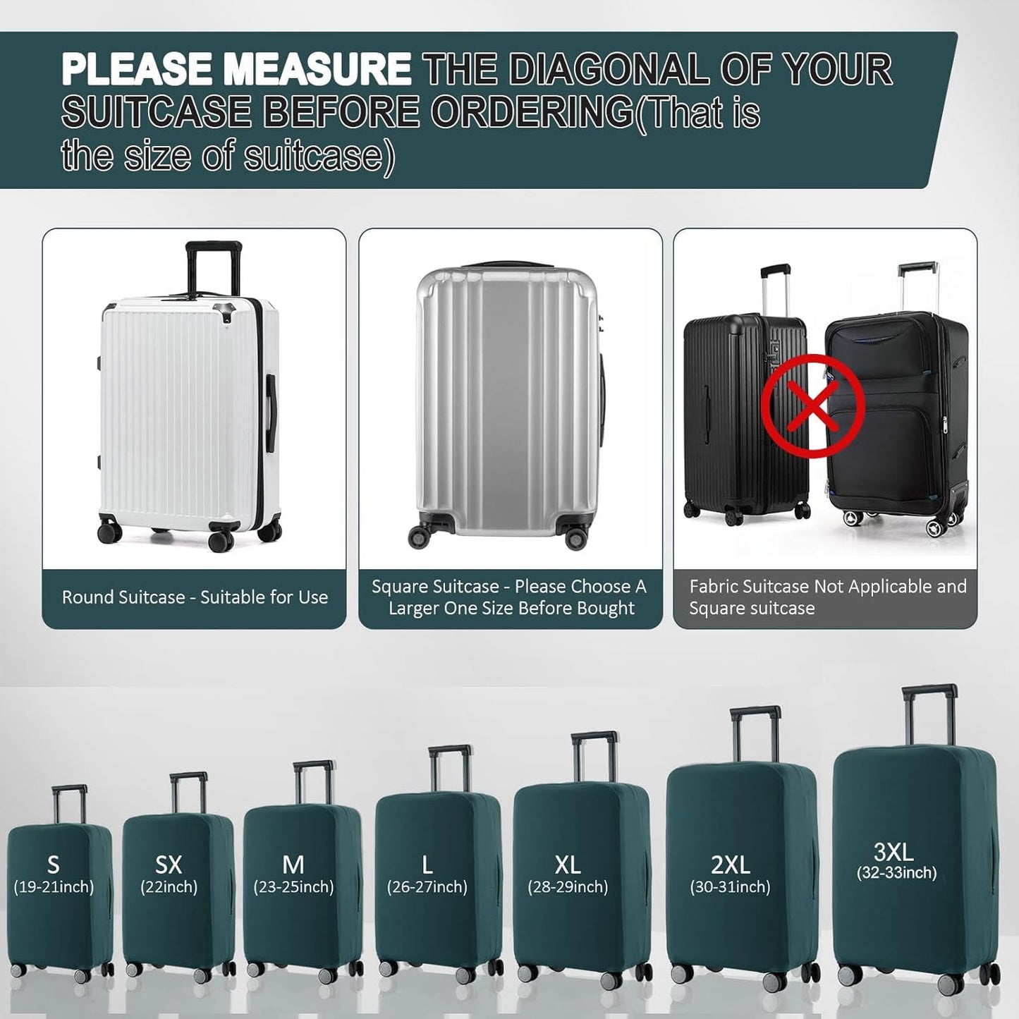 Travel Luggage Cover Suitcase Protector Scratch-Resistant Fit 19-31 Inch Suitcase, Not Included Suitcase (Avocado Green, 2XL(30-31 inch))